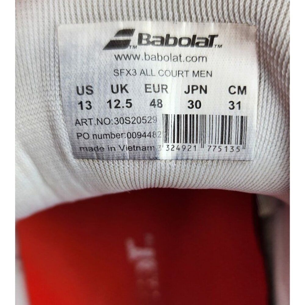 Babolat Size 13 Men's SFX3 All Court Sneakers - Picture 7 of 9